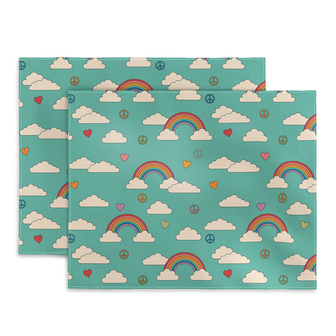Cuss Yeah Designs Retro Hearts and Rainbows Placemat