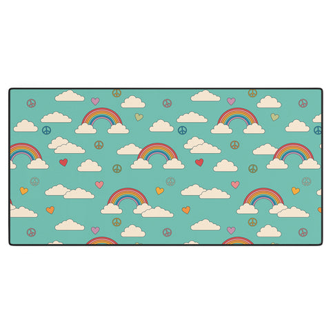 Cuss Yeah Designs Retro Hearts and Rainbows Desk Mat