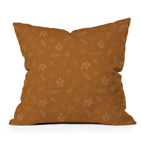 Cuss Yeah Designs Rust Floral Pattern 001 Outdoor Throw Pillow