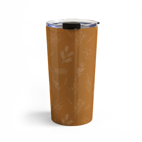 Cuss Yeah Designs Rust Floral Pattern 001 Travel Mug