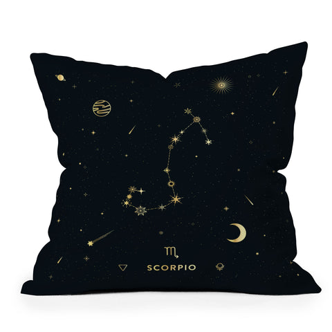 Cuss Yeah Designs Scorpio Constellation in Gold Outdoor Throw Pillow