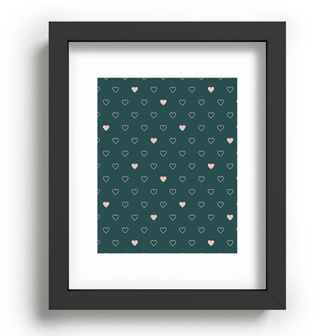 Cuss Yeah Designs Small Pink Hearts on Green Recessed Framing Rectangle