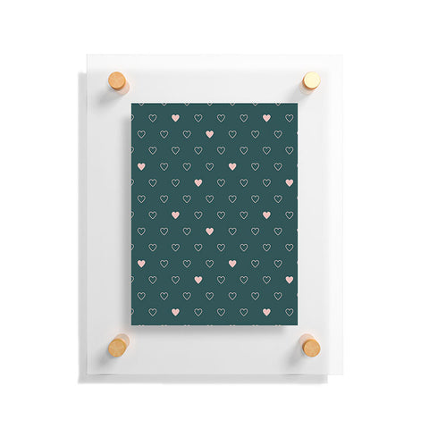 Cuss Yeah Designs Small Pink Hearts on Green Floating Acrylic Print