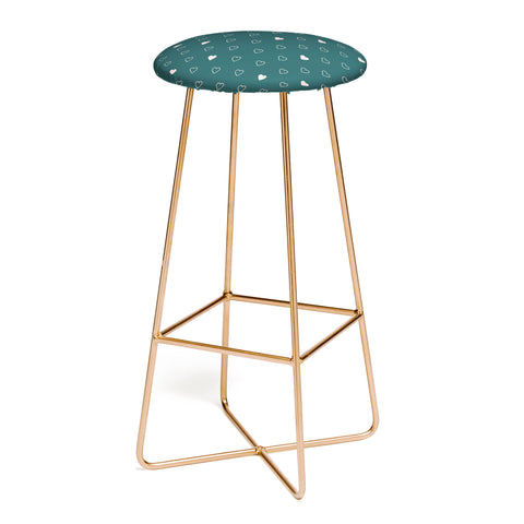 Cuss Yeah Designs Small Pink Hearts on Green Bar Stool