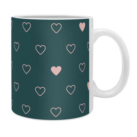 Cuss Yeah Designs Small Pink Hearts on Green Coffee Mug