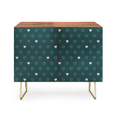 Cuss Yeah Designs Small Pink Hearts on Green Credenza