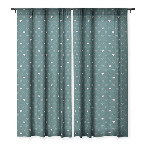 Cuss Yeah Designs Small Pink Hearts on Green Sheer Non Repeat