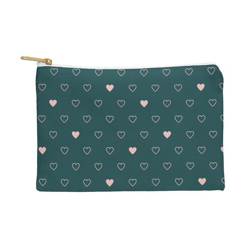 Cuss Yeah Designs Small Pink Hearts on Green Pouch