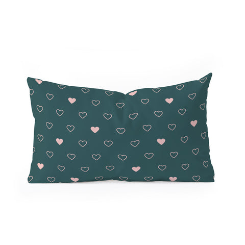 Cuss Yeah Designs Small Pink Hearts on Green Oblong Throw Pillow