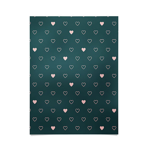 Cuss Yeah Designs Small Pink Hearts on Green Poster