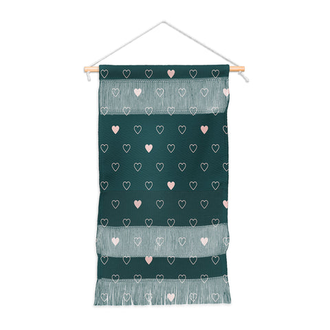 Cuss Yeah Designs Small Pink Hearts on Green Wall Hanging Portrait