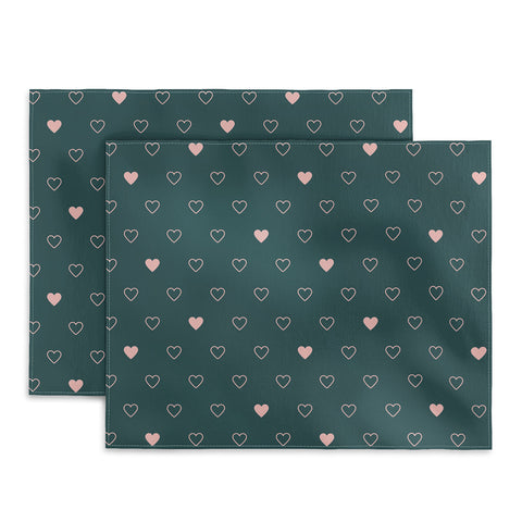 Cuss Yeah Designs Small Pink Hearts on Green Placemat