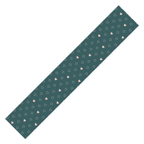 Cuss Yeah Designs Small Pink Hearts on Green Table Runner
