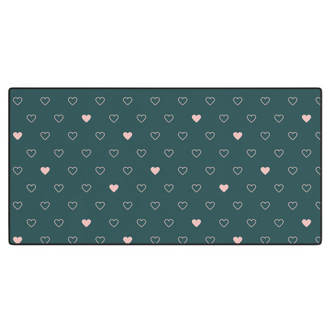 Cuss Yeah Designs Small Pink Hearts on Green Desk Mat