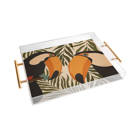 Cuss Yeah Designs Tropical Toucans Acrylic Tray