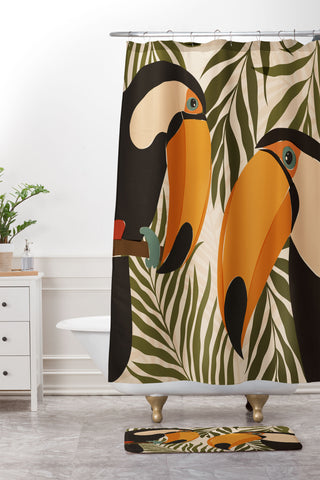 Cuss Yeah Designs Tropical Toucans Shower Curtain And Mat