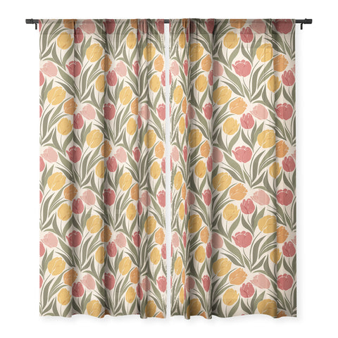 Cuss Yeah Designs Tulip Field Sunset Palette Sheer Window Curtain