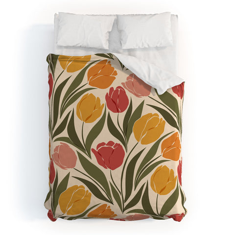 Cuss Yeah Designs Tulip Field Sunset Palette Duvet Cover