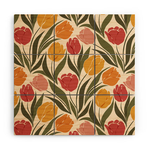 Cuss Yeah Designs Tulip Field Sunset Palette Wood Wall Mural