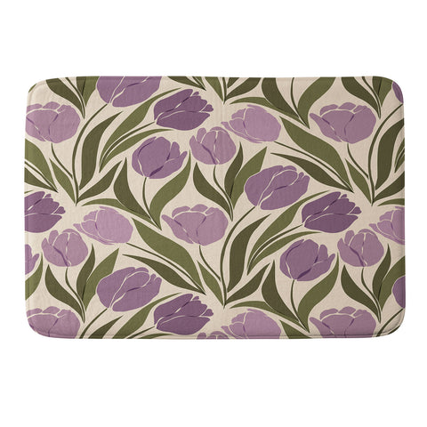 Cuss Yeah Designs Violet Tulip Field Memory Foam Bath Mat