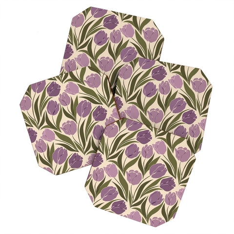 Cuss Yeah Designs Violet Tulip Field Coaster Set