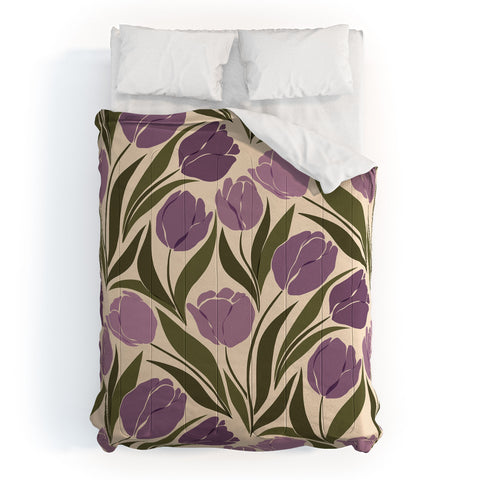 Cuss Yeah Designs Violet Tulip Field Comforter