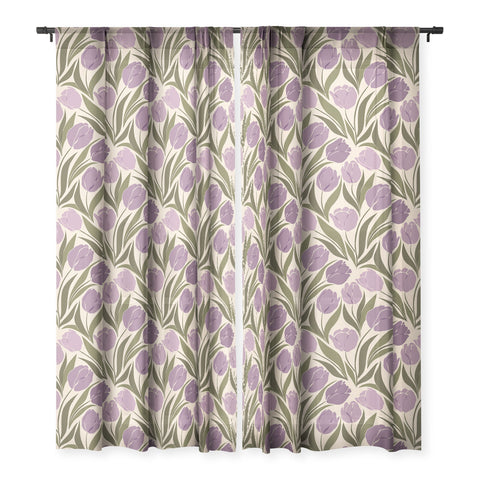 Cuss Yeah Designs Violet Tulip Field Sheer Window Curtain
