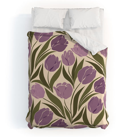 Cuss Yeah Designs Violet Tulip Field Duvet Cover