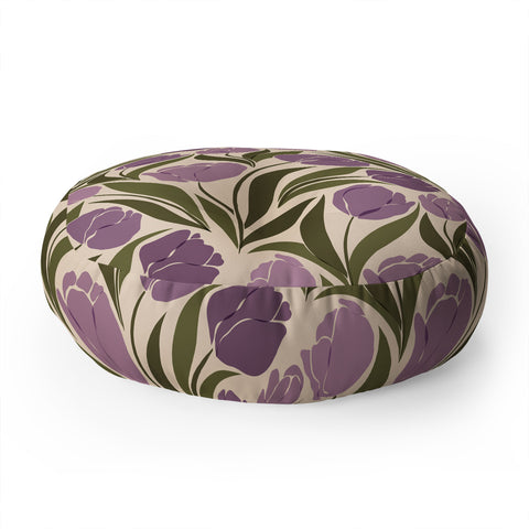 Cuss Yeah Designs Violet Tulip Field Floor Pillow Round