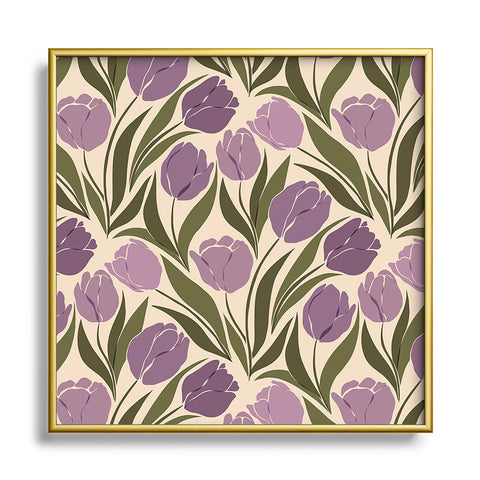 Cuss Yeah Designs Violet Tulip Field Square Metal Framed Art Print