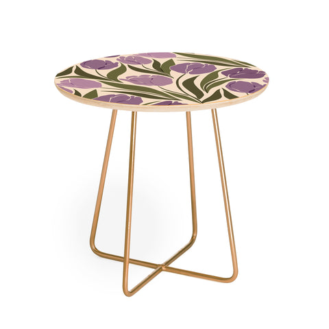 Cuss Yeah Designs Violet Tulip Field Round Side Table