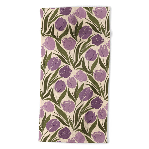 Cuss Yeah Designs Violet Tulip Field Beach Towel