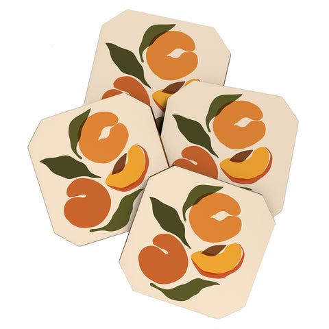Cuss Yeah Designs Yellow Peaches Coaster Set
