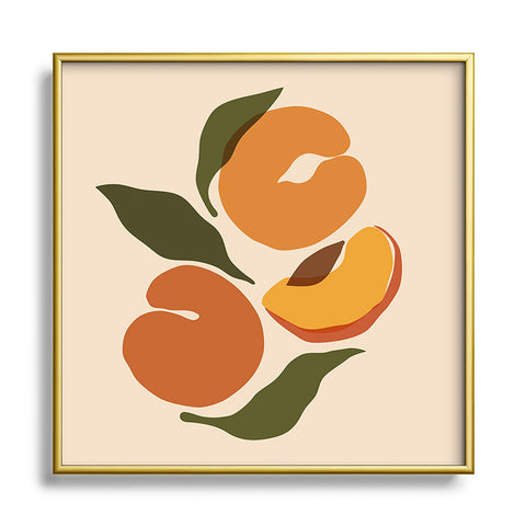 Cuss Yeah Designs Yellow Peaches Square Metal Framed Art Print