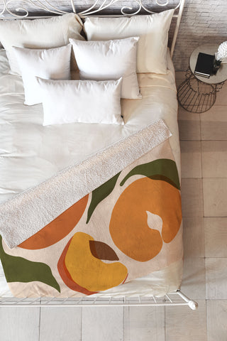 Cuss Yeah Designs Yellow Peaches Fleece Throw Blanket