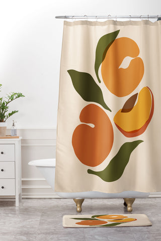 Cuss Yeah Designs Yellow Peaches Shower Curtain And Mat