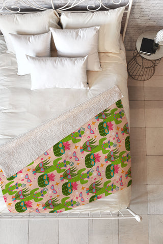 Cynthia Haller Cactus fiesta Fleece Throw Blanket