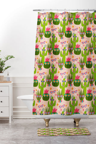 Cynthia Haller Cactus fiesta Shower Curtain And Mat