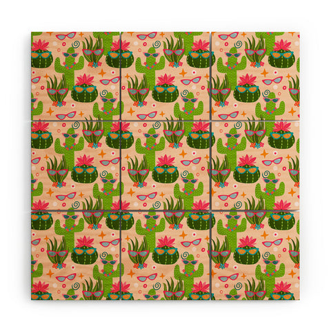 Cynthia Haller Cactus fiesta Wood Wall Mural