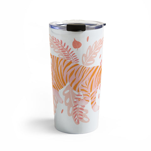Cynthia Haller Orange and pink tiger Travel Mug