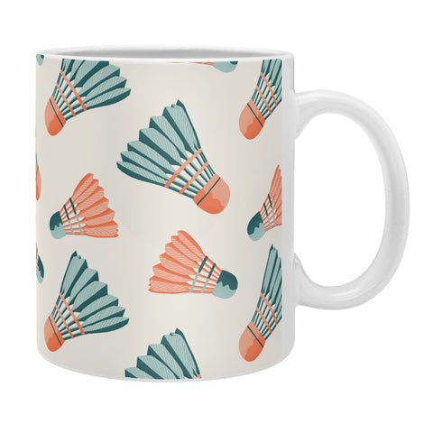 Cynthia Haller Orange and teal vintage badminton Coffee Mug