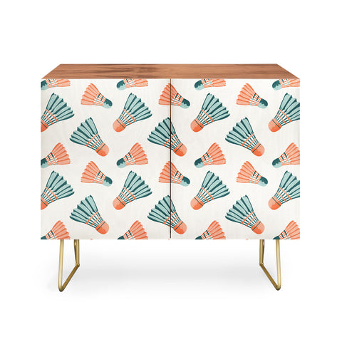 Cynthia Haller Orange and teal vintage badminton Credenza