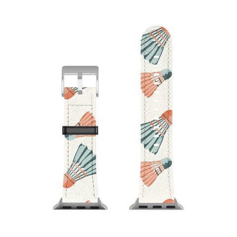 Cynthia Haller Orange and teal vintage badminton Apple Watch Band