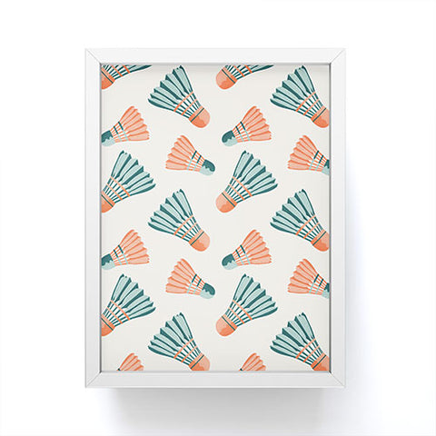 Cynthia Haller Orange and teal vintage badminton Framed Mini Art Print