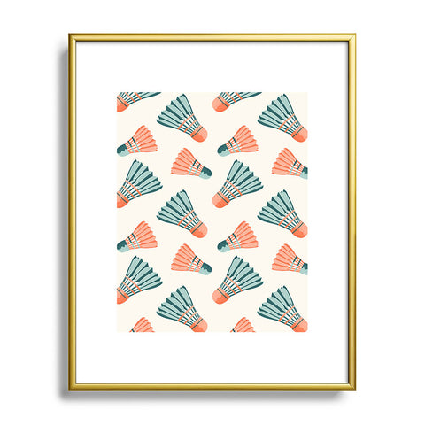 Cynthia Haller Orange and teal vintage badminton Metal Framed Art Print