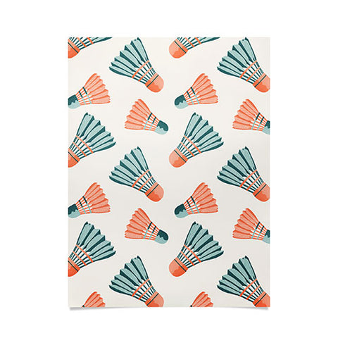 Cynthia Haller Orange and teal vintage badminton Poster