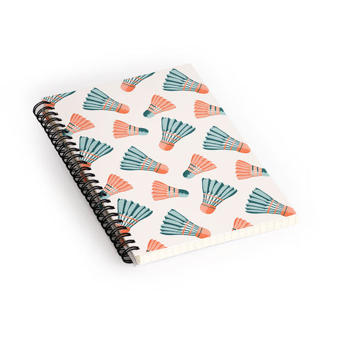 Cynthia Haller Orange and teal vintage badminton Spiral Notebook