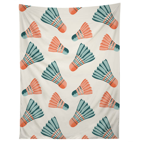 Cynthia Haller Orange and teal vintage badminton Tapestry