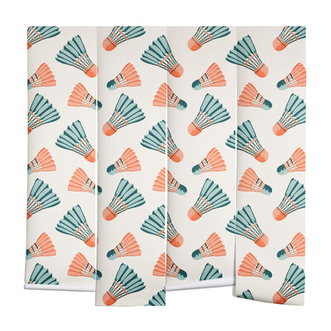 Cynthia Haller Orange and teal vintage badminton Wall Mural