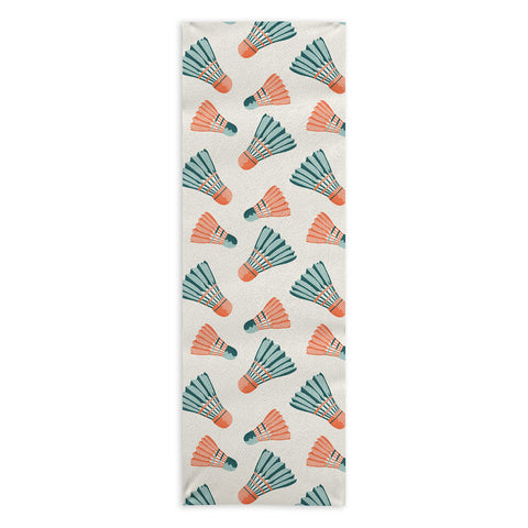 Cynthia Haller Orange and teal vintage badminton Yoga Towel